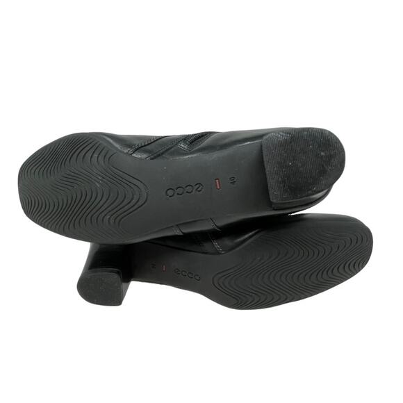 Ecco Size 40(9) Black Leather Mid Calf Boots Adjustable Buckle Side Zip-Flaw - Picture 11 of 16